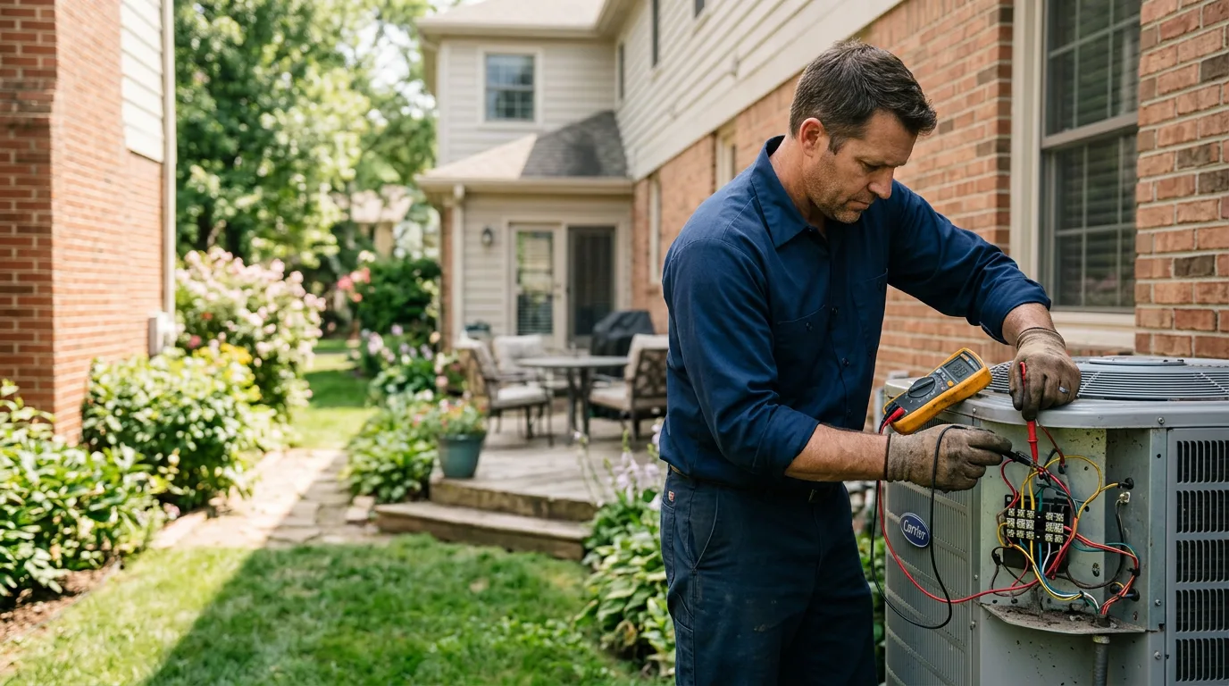 HVAC technician working near Wadesville, IN